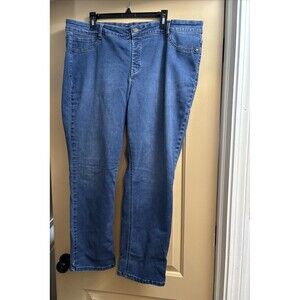 Avenue Denim Women Plus Size 22 Skinny Blue Jeans Pull On Waist 41" Preowned